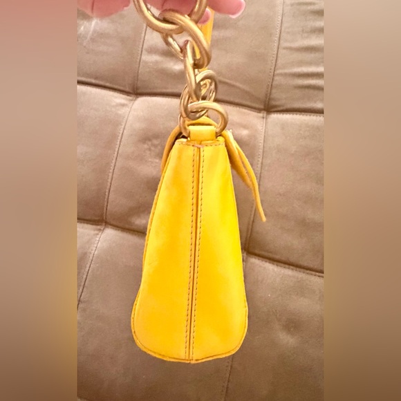Furla Mustard Yellow Leather Flap Baguette Bag - Picture 4 of 8
